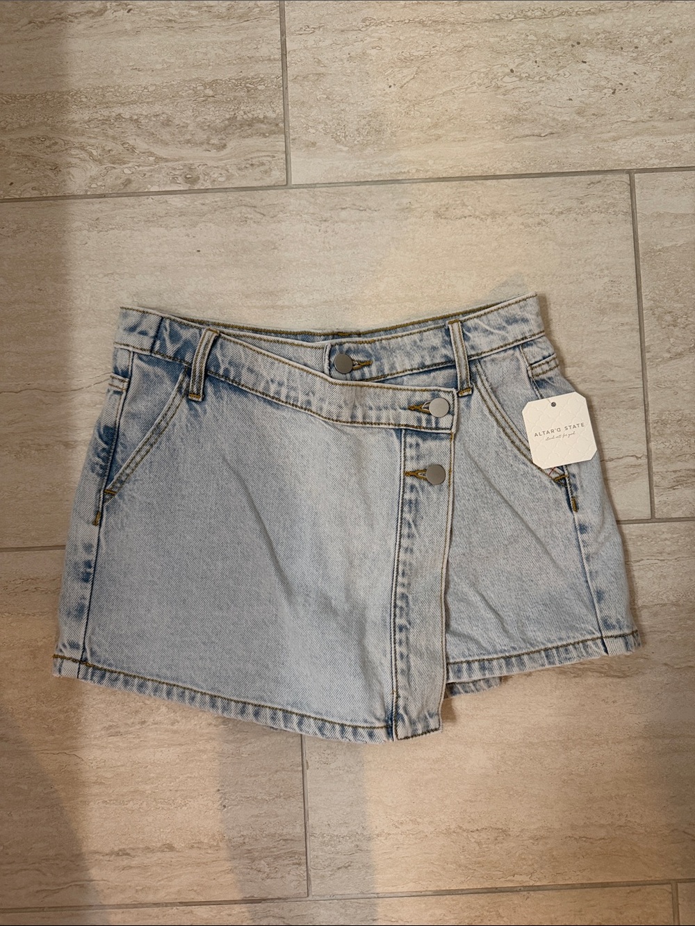 Altar'd State Light Blue Denim Mini Skort